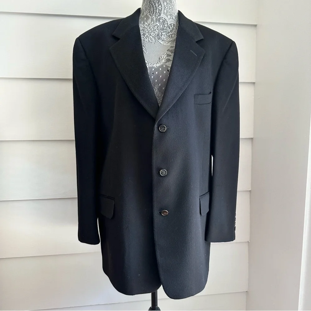 Men’s Coach Black Blazer Suit Jacket Cashmere size 46